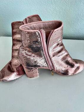 MACKIN J Sequin Heeled Ankle Boots in Pink sequins